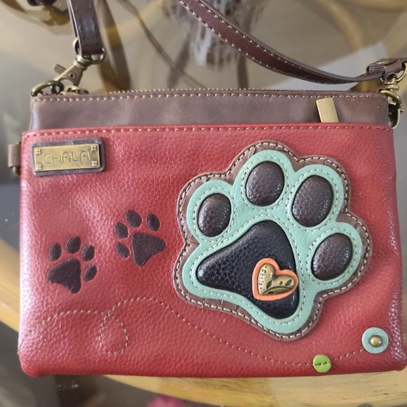 CHALA Paw Print Collection Mini Cross Body Bag (Burgundy) - Picture 3 of 10